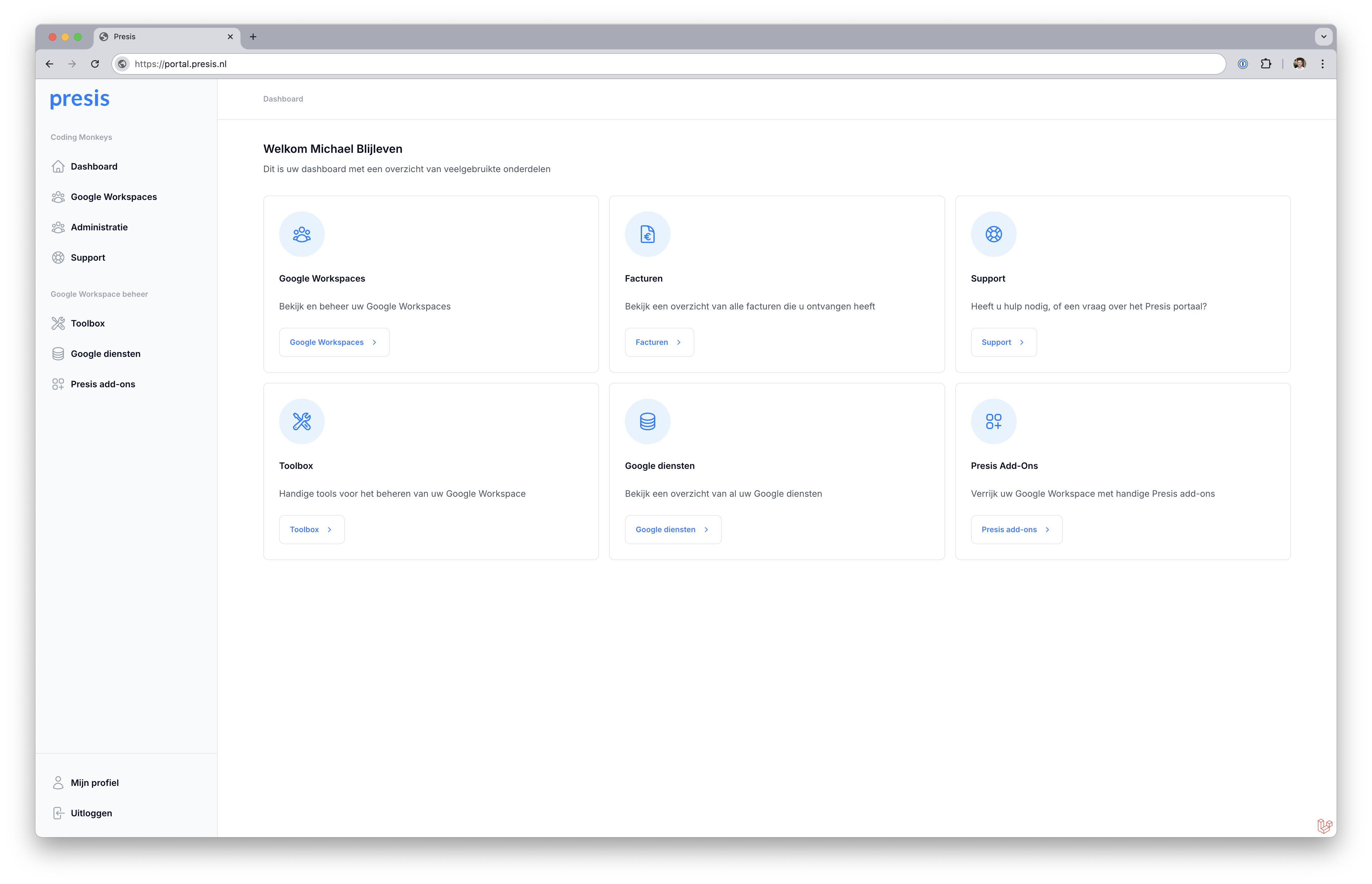 Presis Portaal - Coding Monkeys Laravel Developers