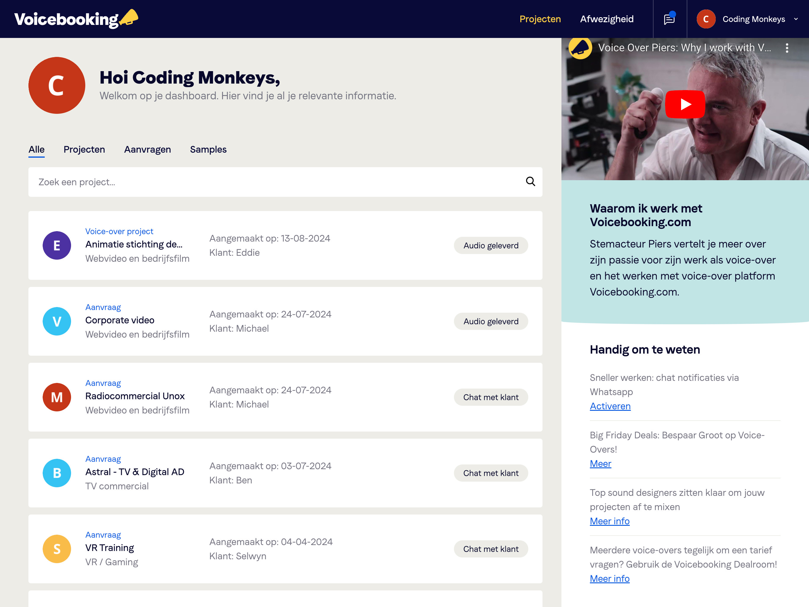 Voicebooking - Dashboard